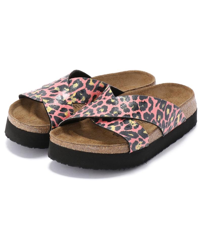 【OUTLET】【パピリオ】デイトナ プラットフォーム/レオパードコーラル ビルコフロー/サンダル レディース