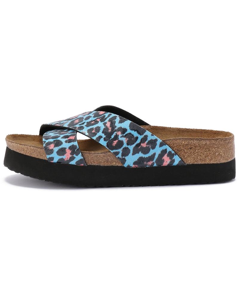 【OUTLET】【パピリオ】デイトナ プラットフォーム/レオパードブルー ビルコフロー/サンダル レディース詳細画像2