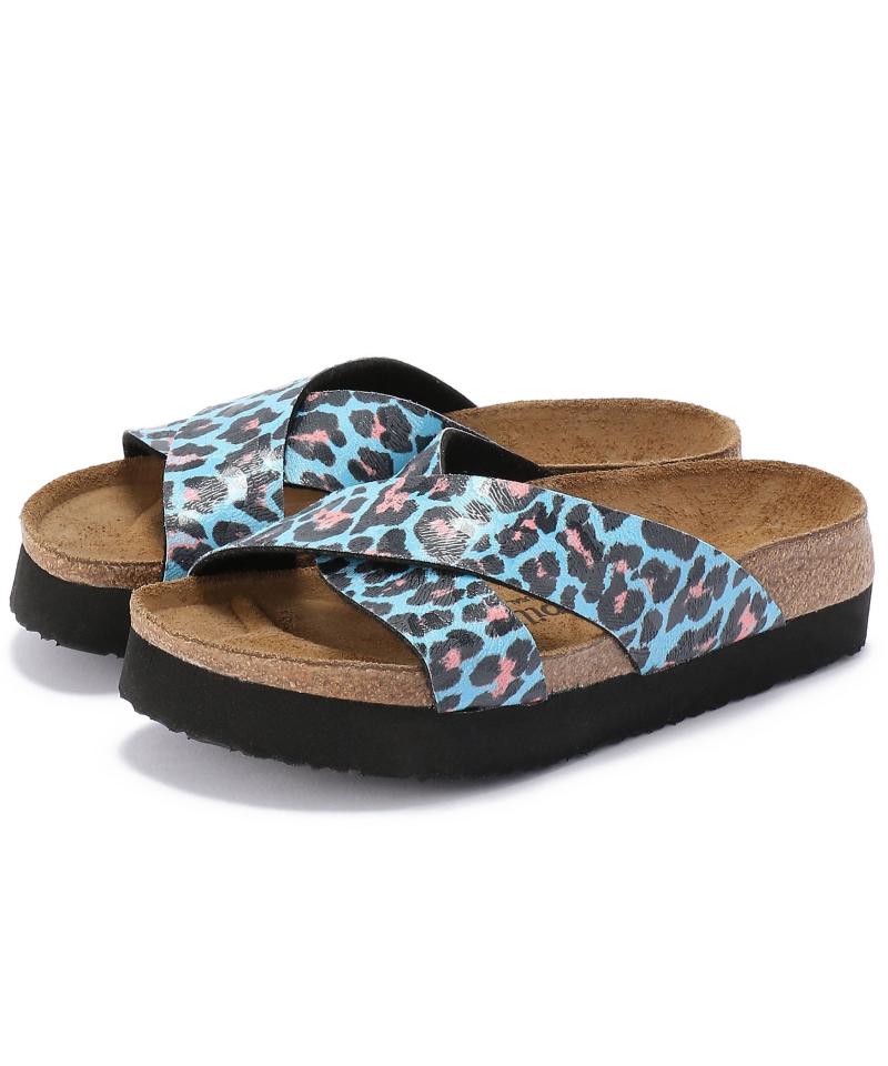 【OUTLET】【パピリオ】デイトナ プラットフォーム/レオパードブルー ビルコフロー/サンダル レディース