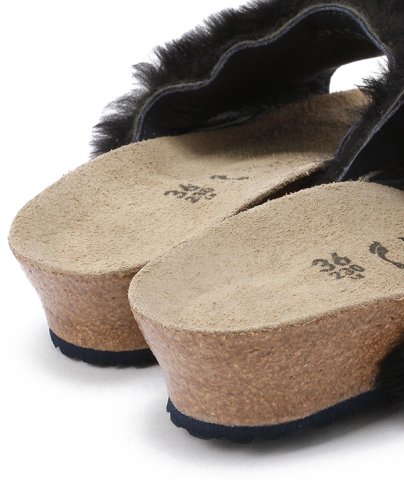 【OUTLET】【パピリオ】アンバー/コージーナイトブルー スエードレザー ファー/サンダル レディース詳細画像6