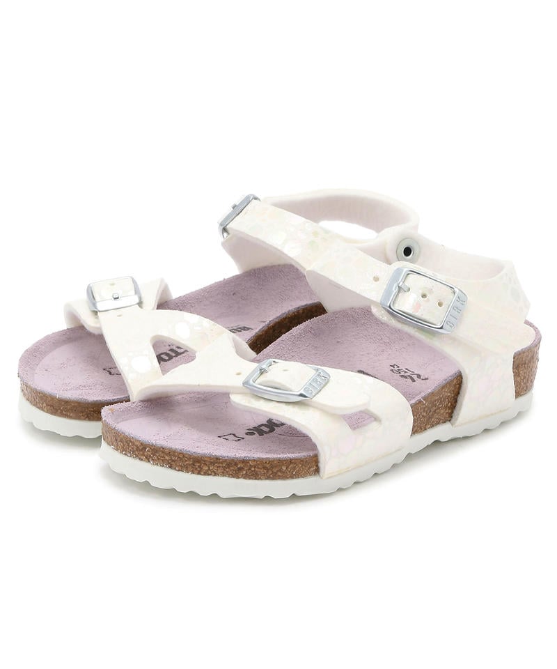 【OUTLET】【ビルケンシュトック】リオ/メタリックストーンホワイト マイクロファイバー /サンダル キッズ