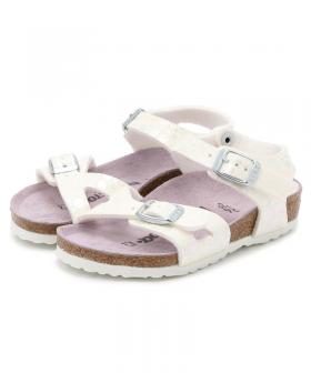 【OUTLET】【ビルケンシュトック】リオ/メタリックストーンホワイト マイクロファイバー /サンダル キッズ