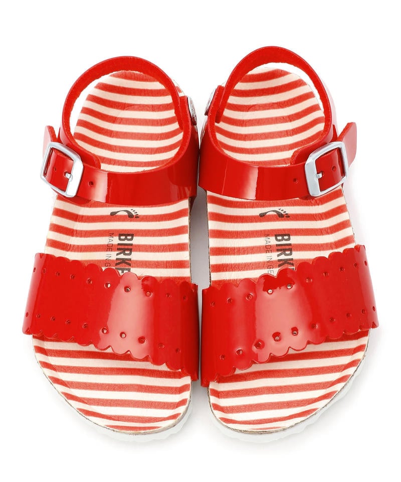 【OUTLET】【ビルケンシュトック】リサ/パテントノーティカルストライプ レッド ビルコフロー/サンダル キッズ詳細画像1