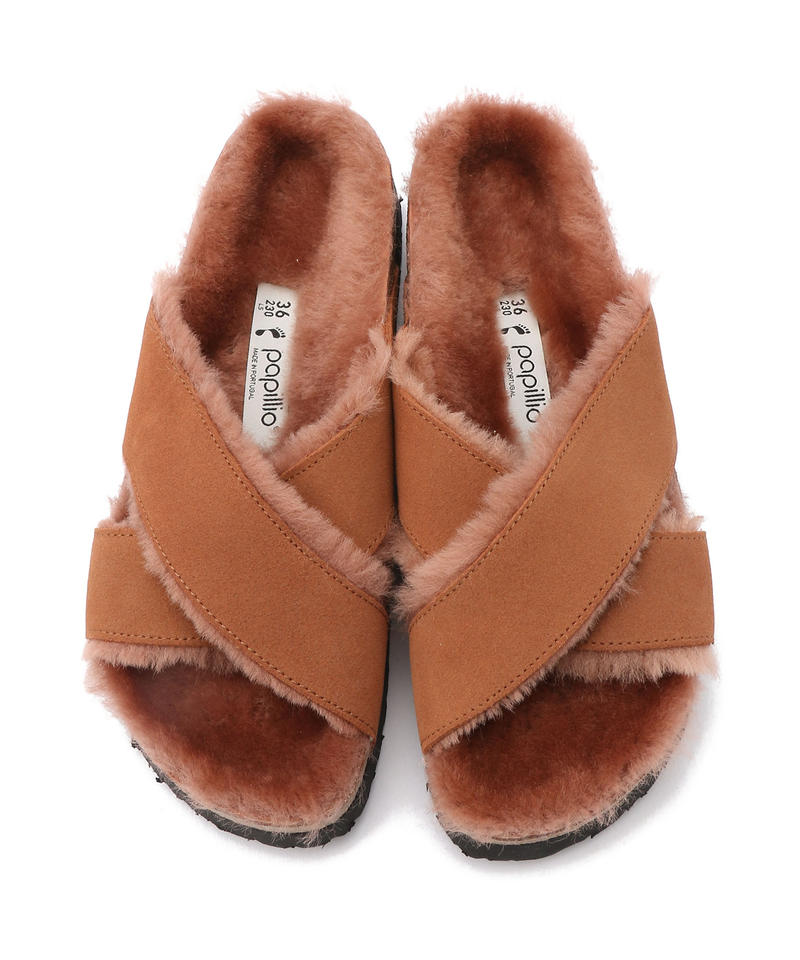 【OUTLET】【パピリオ】デイトナ/テラコッタ シープスキン シアリング スエードレザー/サンダル レディース詳細画像1