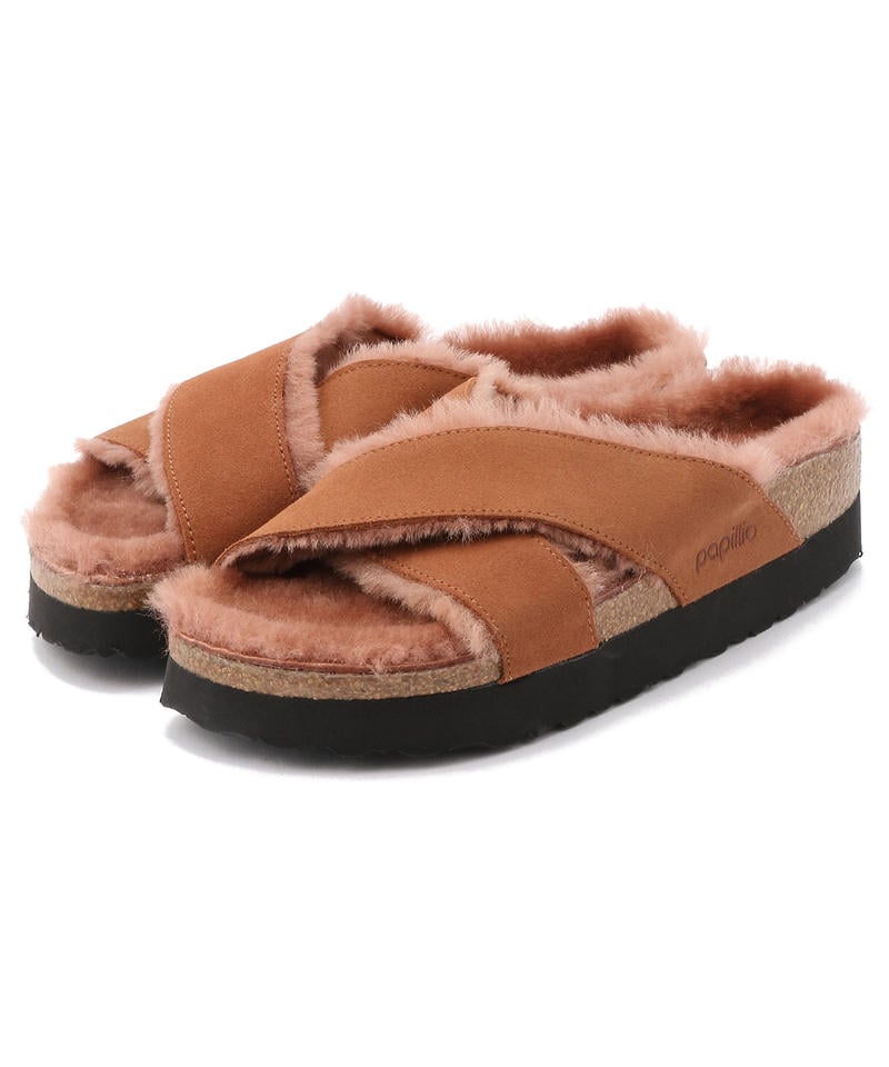 【OUTLET】【パピリオ】デイトナ/テラコッタ シープスキン シアリング スエードレザー/サンダル レディース