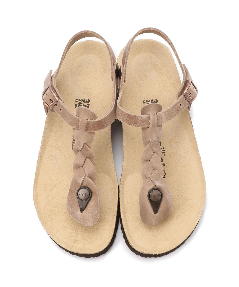 【OUTLET】【パピリオ】アシュレイ ブレイディド/タバコ オイルドレザー/サンダル レディース詳細画像1