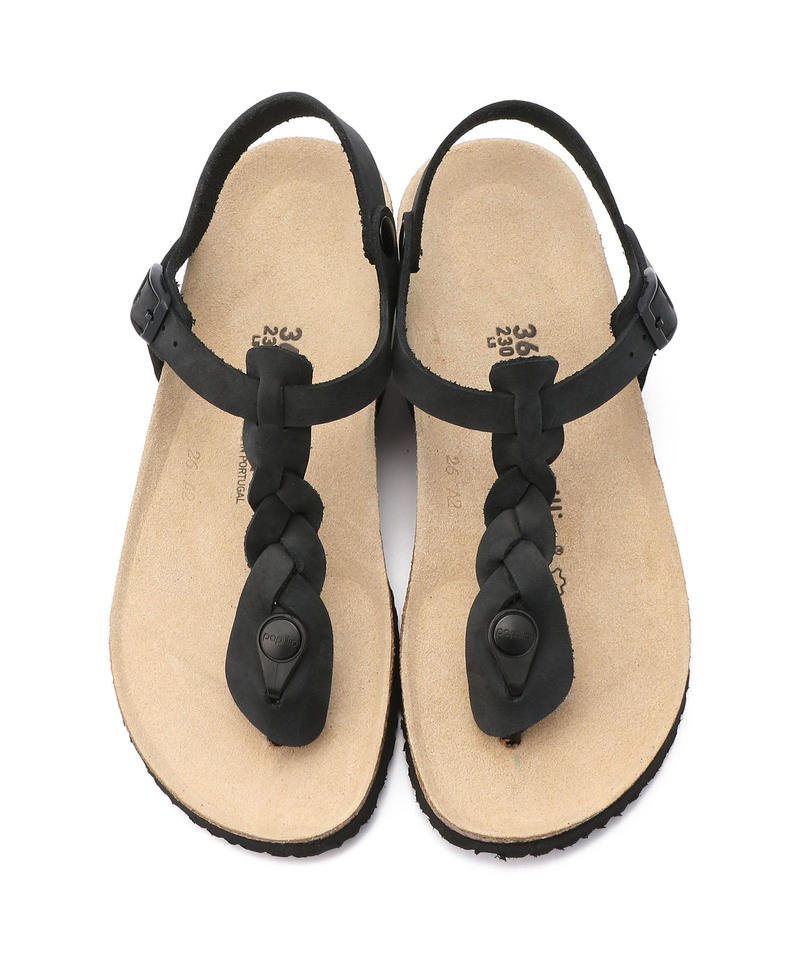 【OUTLET】【パピリオ】アシュレイ ブレイディド/ブラック オイルドレザー/サンダル詳細画像1