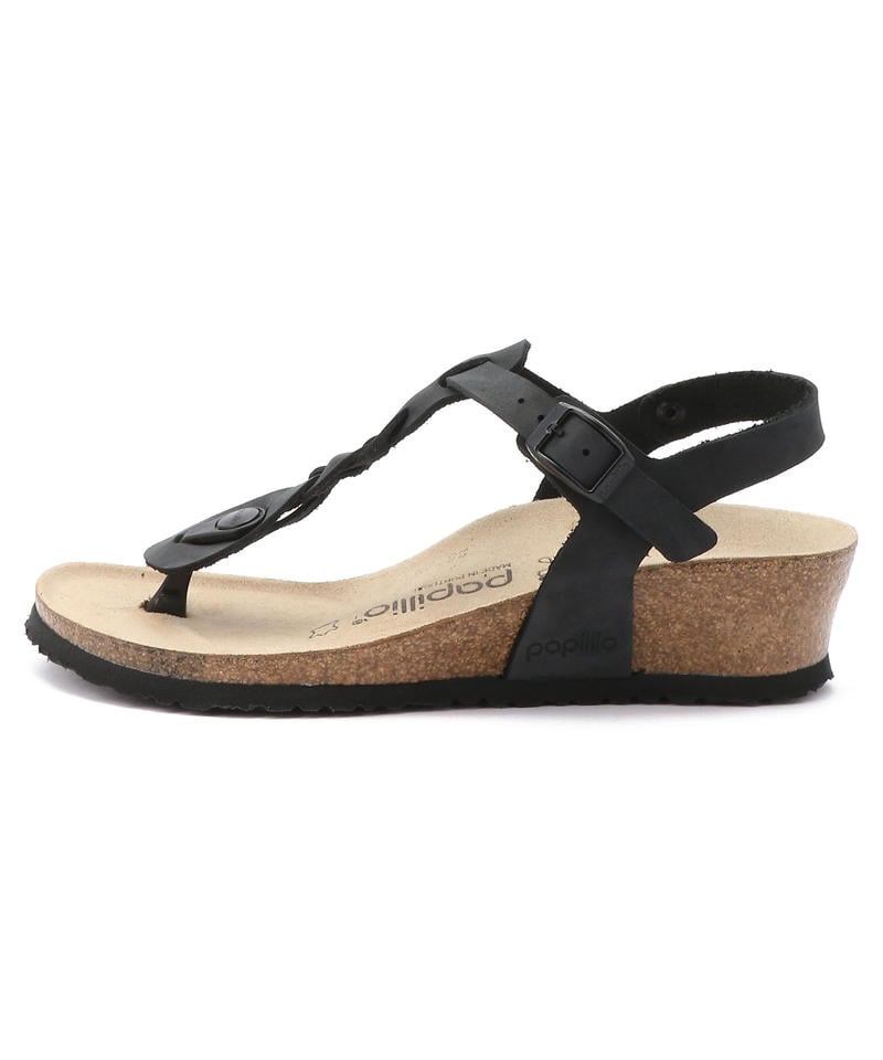 【OUTLET】【パピリオ】アシュレイ ブレイディド/ブラック オイルドレザー/サンダル詳細画像2