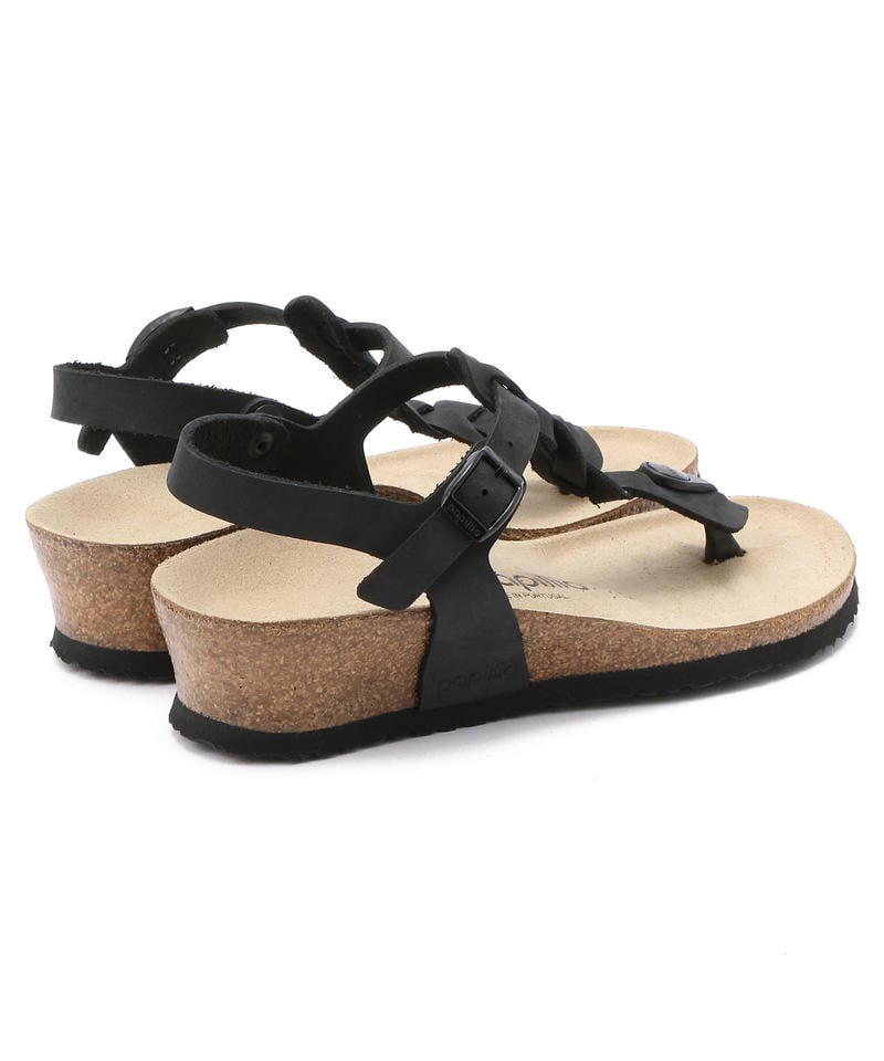 【OUTLET】【パピリオ】アシュレイ ブレイディド/ブラック オイルドレザー/サンダル詳細画像4