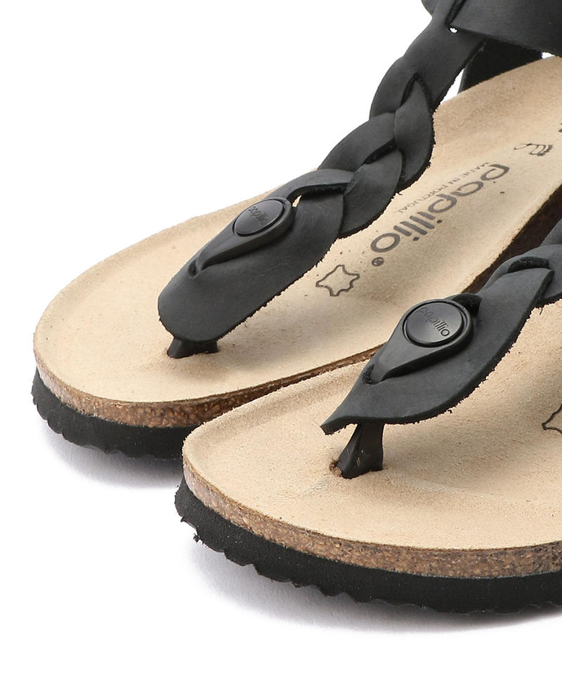 【OUTLET】【パピリオ】アシュレイ ブレイディド/ブラック オイルドレザー/サンダル詳細画像5