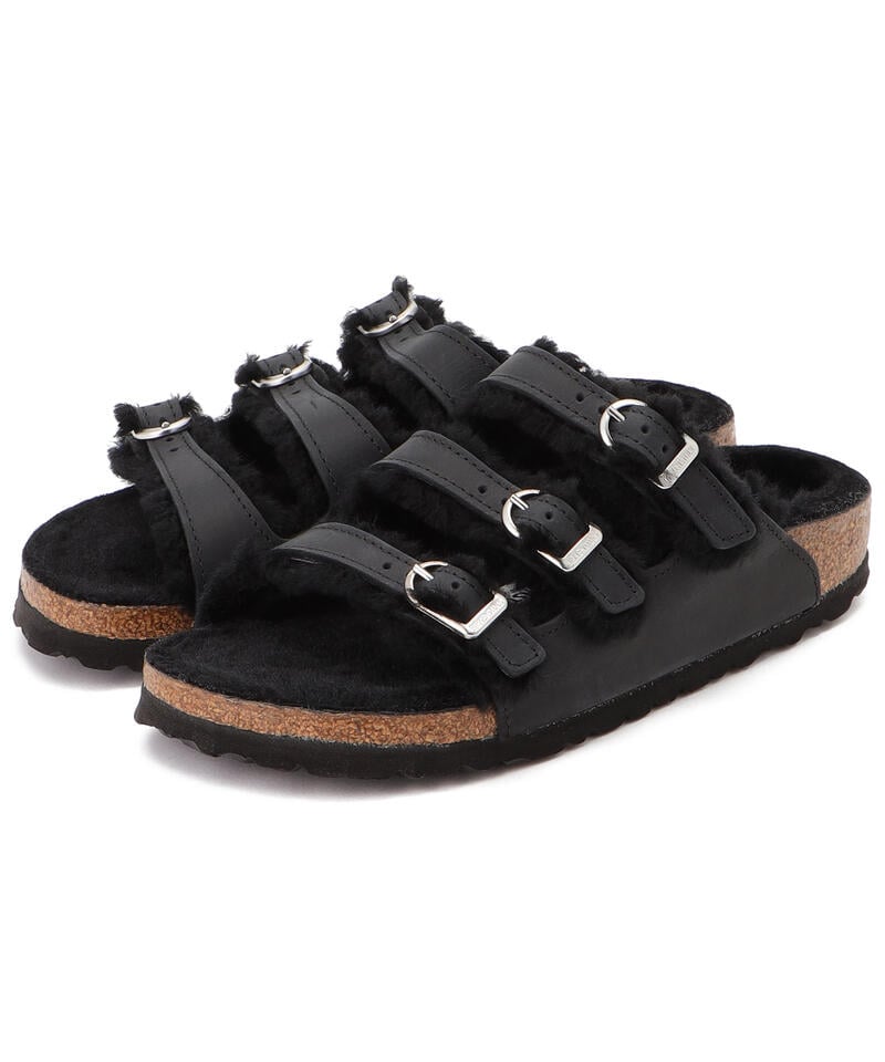 【OUTLET】【ビルケンシュトック】フロリダ フレッシュ シアリング/ブラック オイルドレザー/サンダル