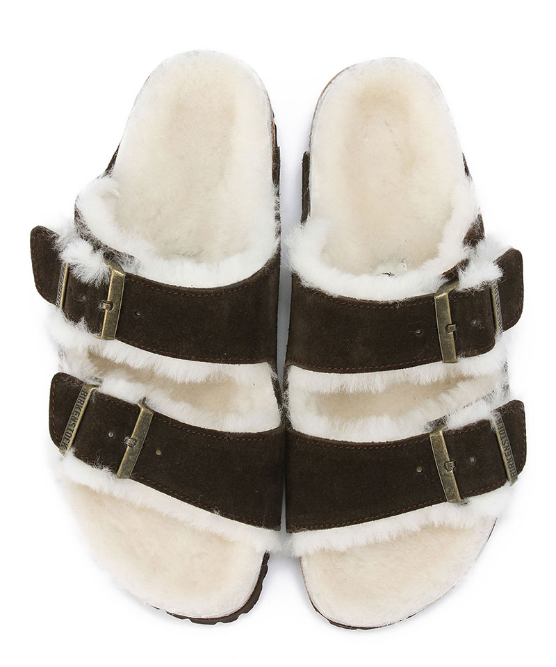 【OUTLET】【ビルケンシュトック】アリゾナ/モカ スエードレザー ファー/サンダル レディース/ARIZONA詳細画像1