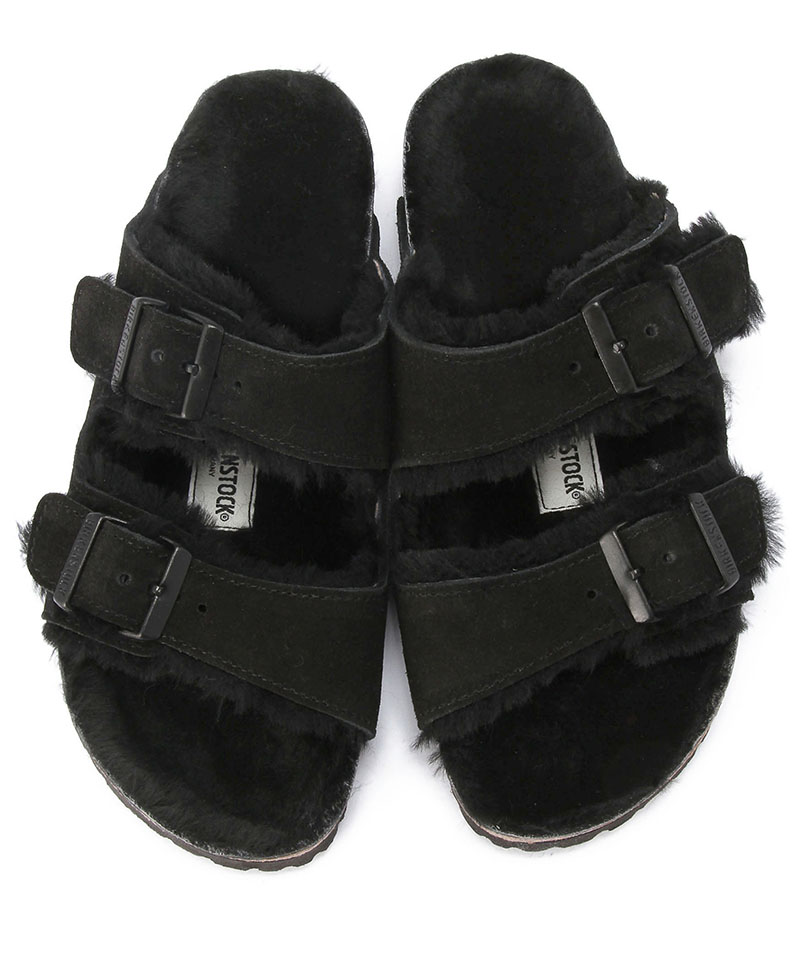 【OUTLET】【ビルケンシュトック】アリゾナ/ブラック スエードレザー シープスキン/サンダル レディース詳細画像1