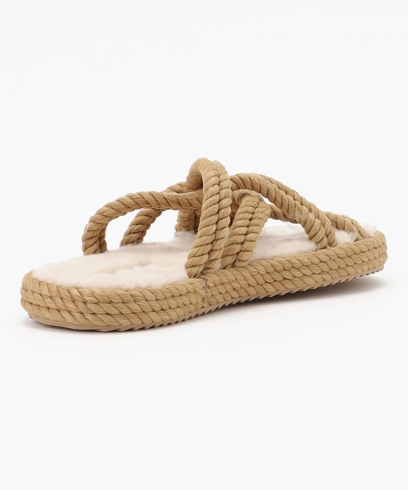 【BOHONOMAD】ボドルム ファーリースリッパ/ベージュ ポリプロピレン ファー/サンダル詳細画像3