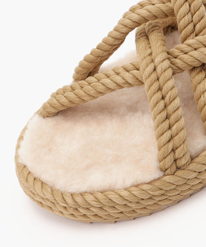 【BOHONOMAD】ボドルム ファーリースリッパ/ベージュ ポリプロピレン ファー/サンダル詳細画像4