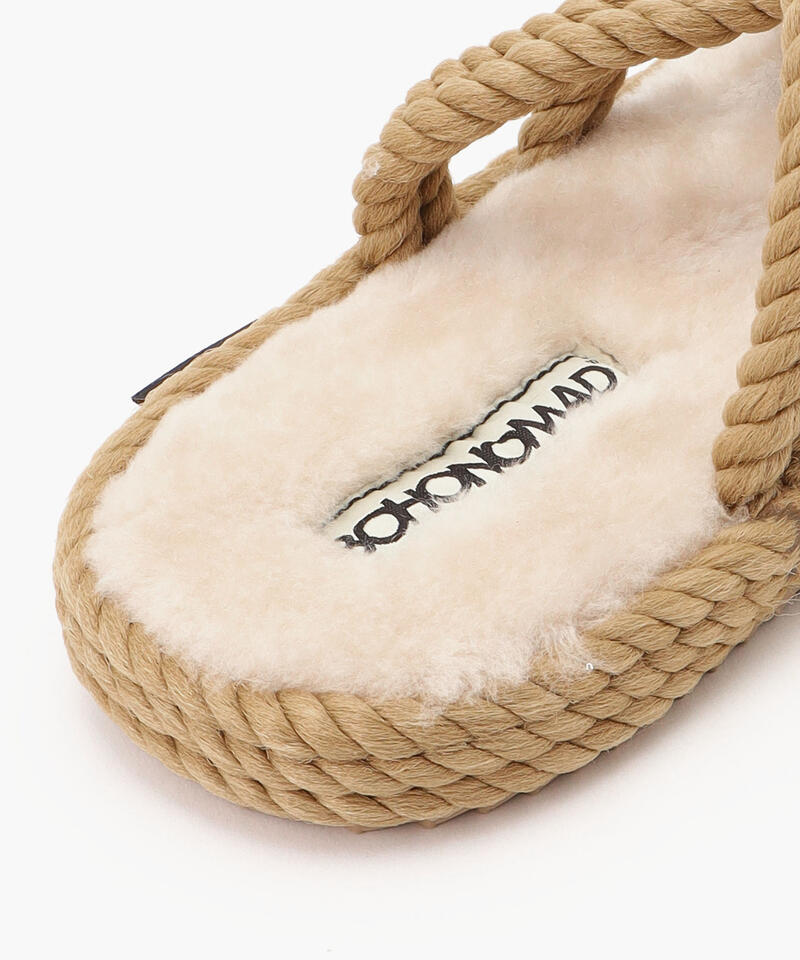 【BOHONOMAD】ボドルム ファーリースリッパ/ベージュ ポリプロピレン ファー/サンダル詳細画像5