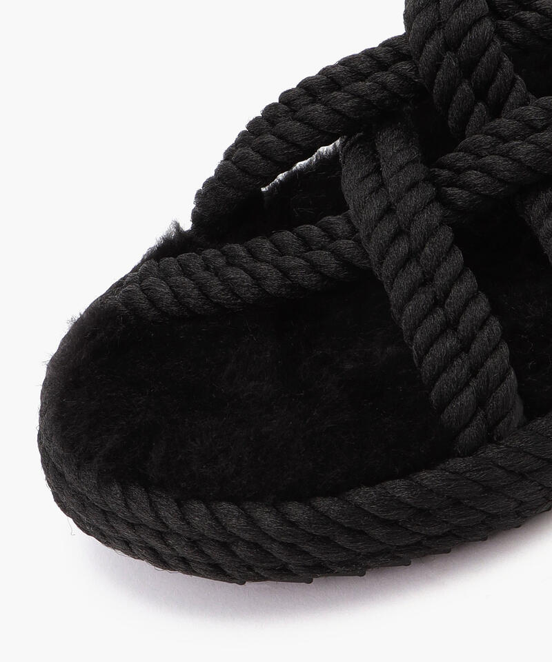 【BOHONOMAD】ボドルム ファーリースリッパ/ブラック ポリプロピレン ファー/サンダル詳細画像4