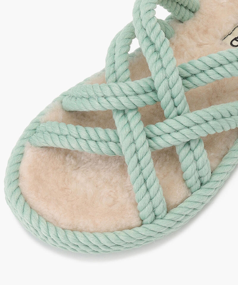 【BOHONOMAD】ボドルム ファーリースリッパ/ミント ポリプロピレン ファー/サンダル詳細画像4