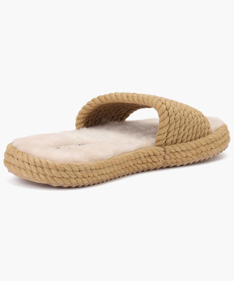 【BOHONOMAD】サントロペ ファーリースリッパ/ベージュ ポリプロピレン ファー/サンダル詳細画像3