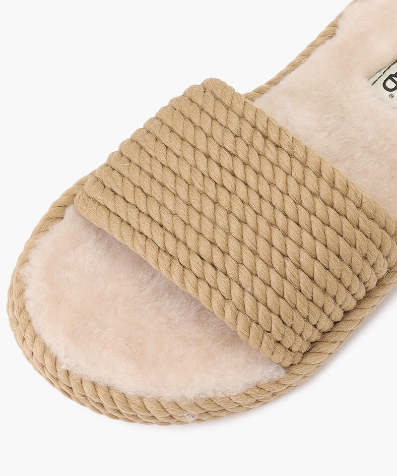 【BOHONOMAD】サントロペ ファーリースリッパ/ベージュ ポリプロピレン ファー/サンダル詳細画像4