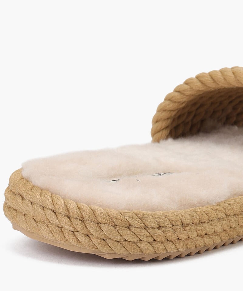 【BOHONOMAD】サントロペ ファーリースリッパ/ベージュ ポリプロピレン ファー/サンダル詳細画像5