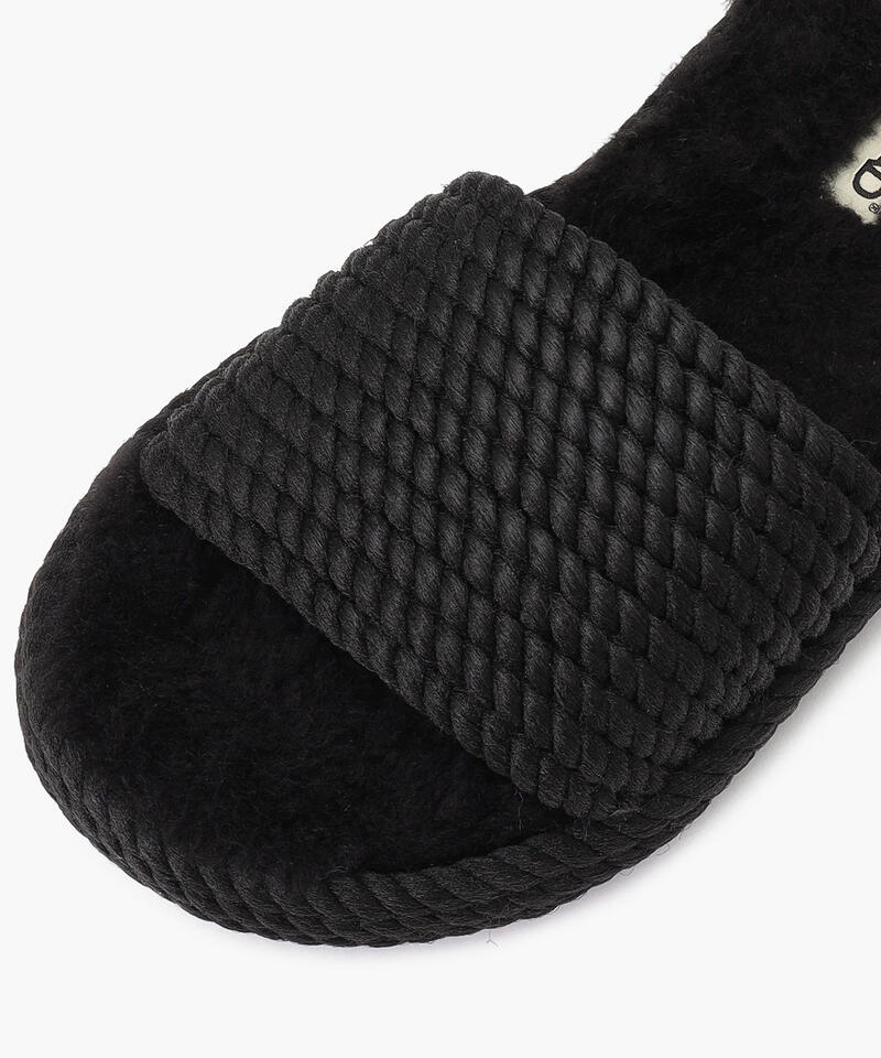 【BOHONOMAD】サントロペ ファーリースリッパ/ブラック ポリプロピレン ファー/サンダル詳細画像4