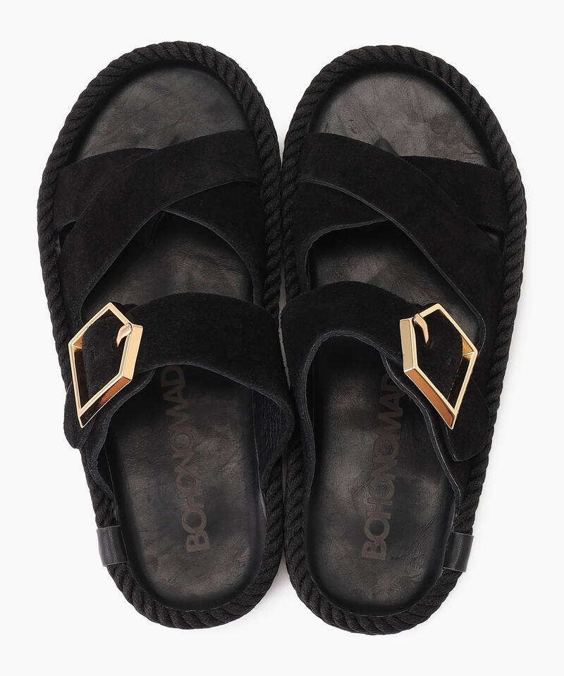 【BOHONOMAD】セビリア/ブラック ベロアレザー/サンダル メンズ レディース/ボホノマド詳細画像6