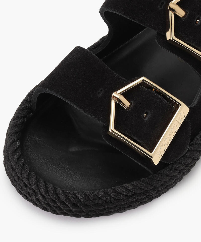 【BOHONOMAD】シドニー/ブラック ベロアレザー/サンダル メンズ レディース詳細画像4