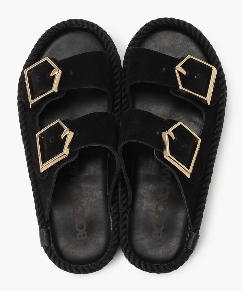 【BOHONOMAD】シドニー/ブラック ベロアレザー/サンダル メンズ レディース詳細画像6