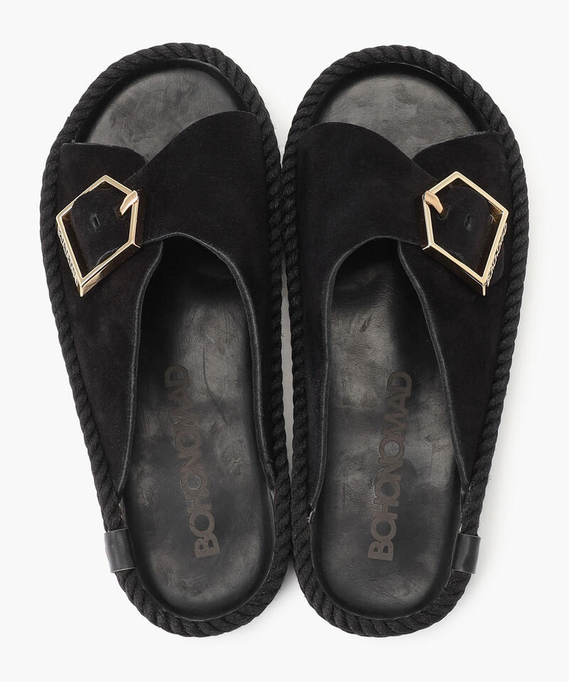 【BOHONOMAD】カサブランカ/ブラック ベロアレザー/サンダル メンズ レディース詳細画像6