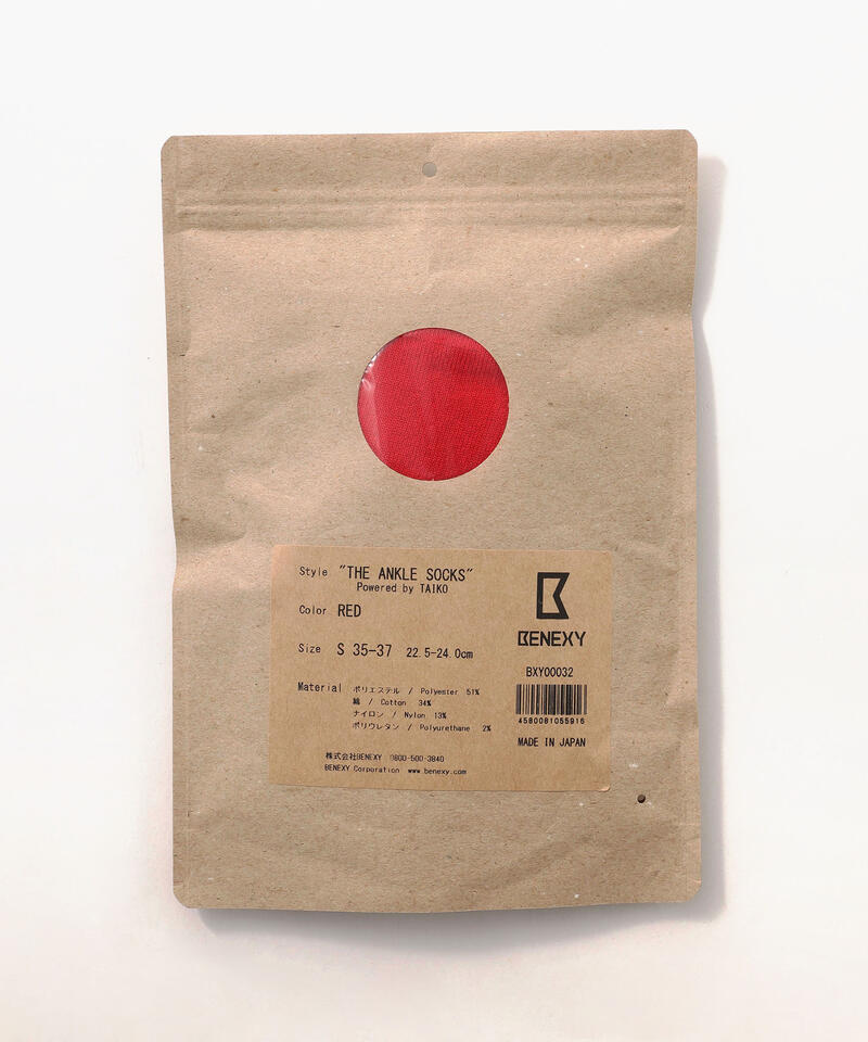 【ベネクシー】ザ アンクルソックス/レッド ポリエステル コットン/靴下 メンズ レディース詳細画像4