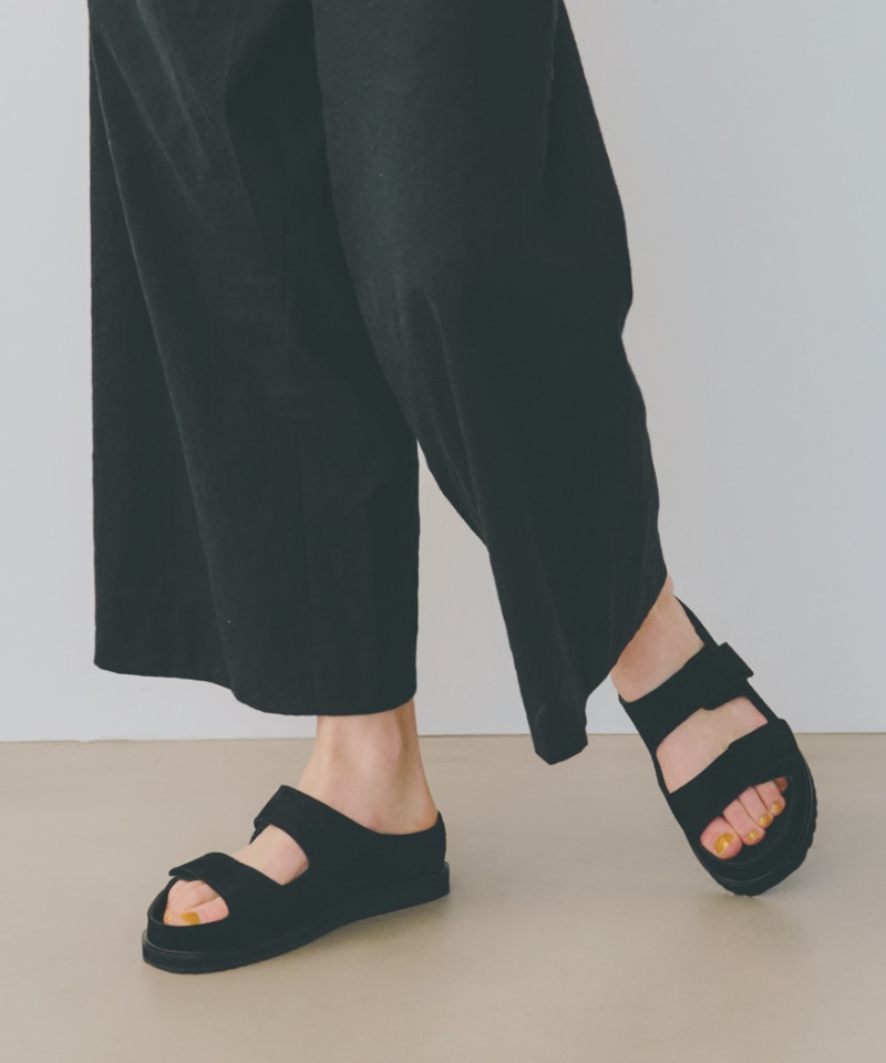  SLIPPER 　コンチョ　スエードレザー　サンダル　9 ブラック サンダル メンズ PUレザー おしゃれ 靴 2way レザーサンダル