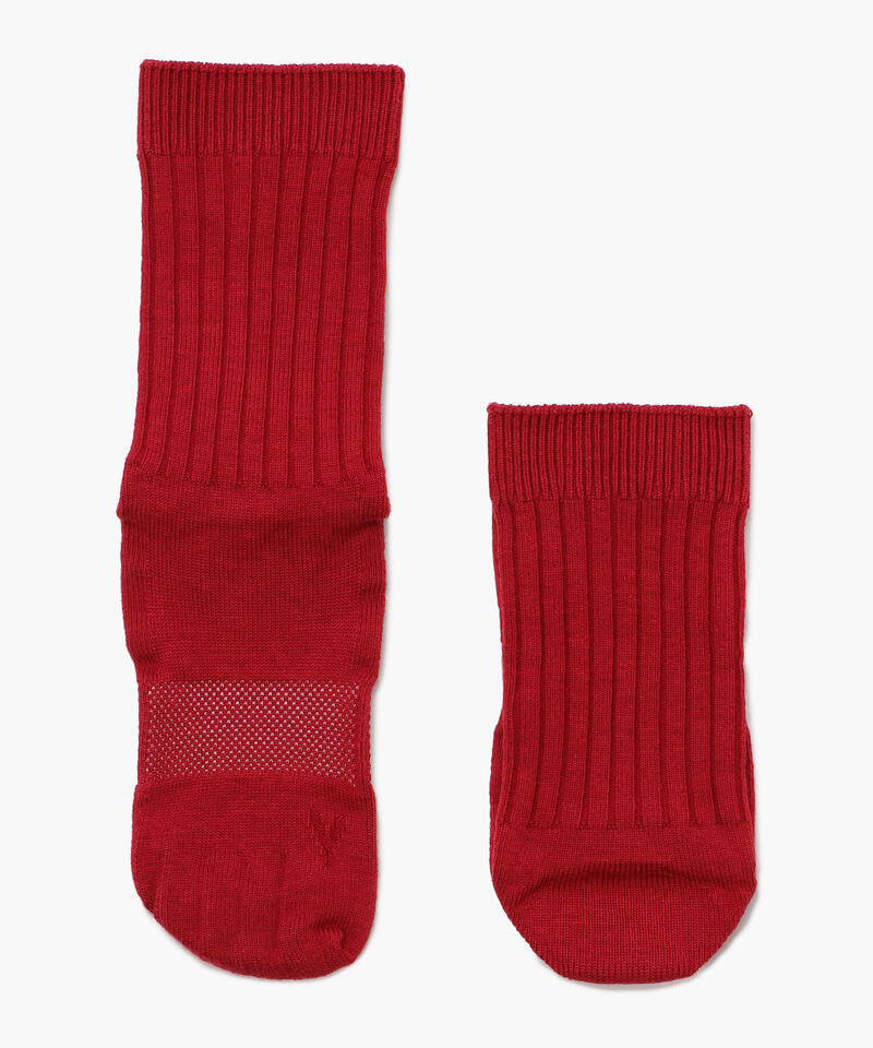 【ケアソク】ととのえる ベーシック/レッド ポリエステル コットン/ソックス メンズ/CARE:SOKU