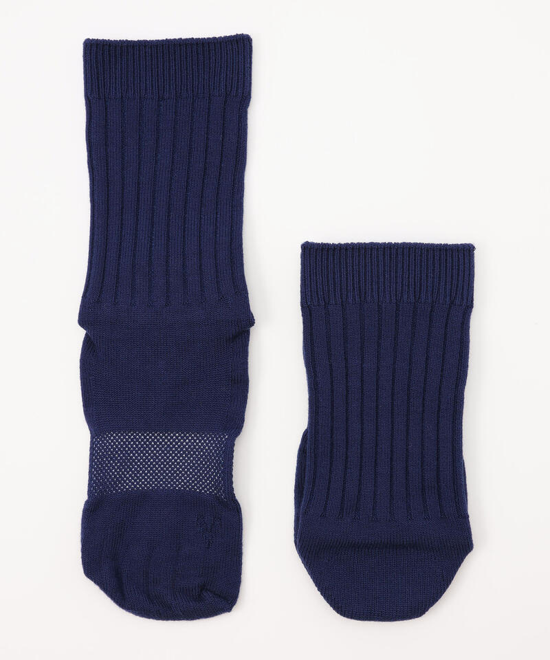 【ケアソク】ととのえる ベーシック/ネイビー ポリエステル コットン/ソックス メンズ
