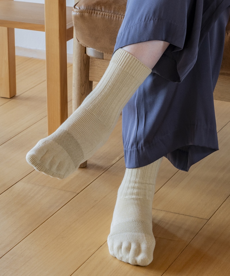 【ケアソク】ととのえる ベーシック/きなこ ポリエステル コットン/ソックス レディース/CARE:SOKU