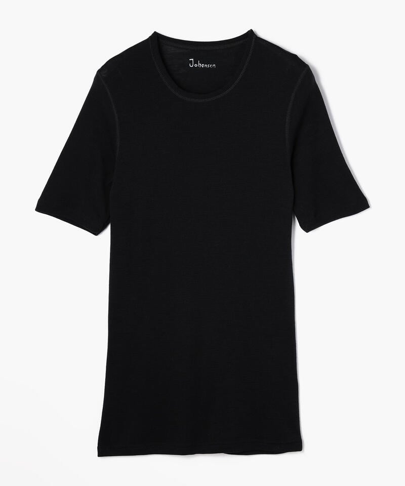 【ヨハ】メンズウール Tシャツ/ブラック ウール/アンダーウェア半袖 メンズ/joha