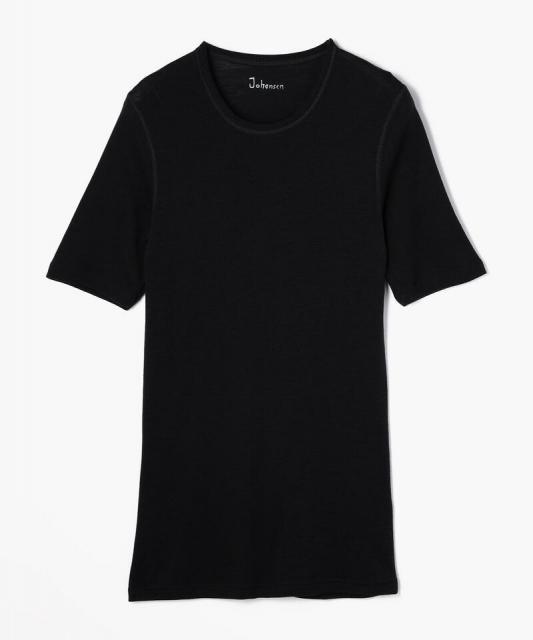 【ヨハ】メンズウール Tシャツ/ブラック ウール/アンダーウェア半袖 メンズ/joha