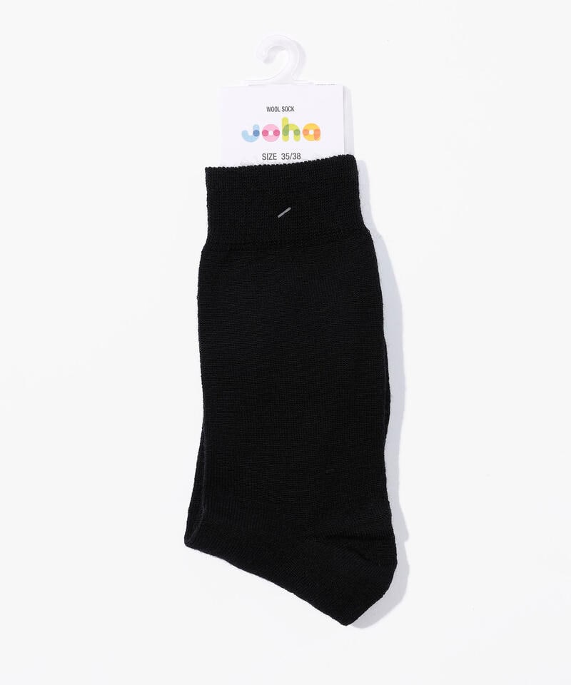 【ヨハ】シン ソックス/ブラック ウール/靴下 メンズ レディース/Joha THIN詳細画像1