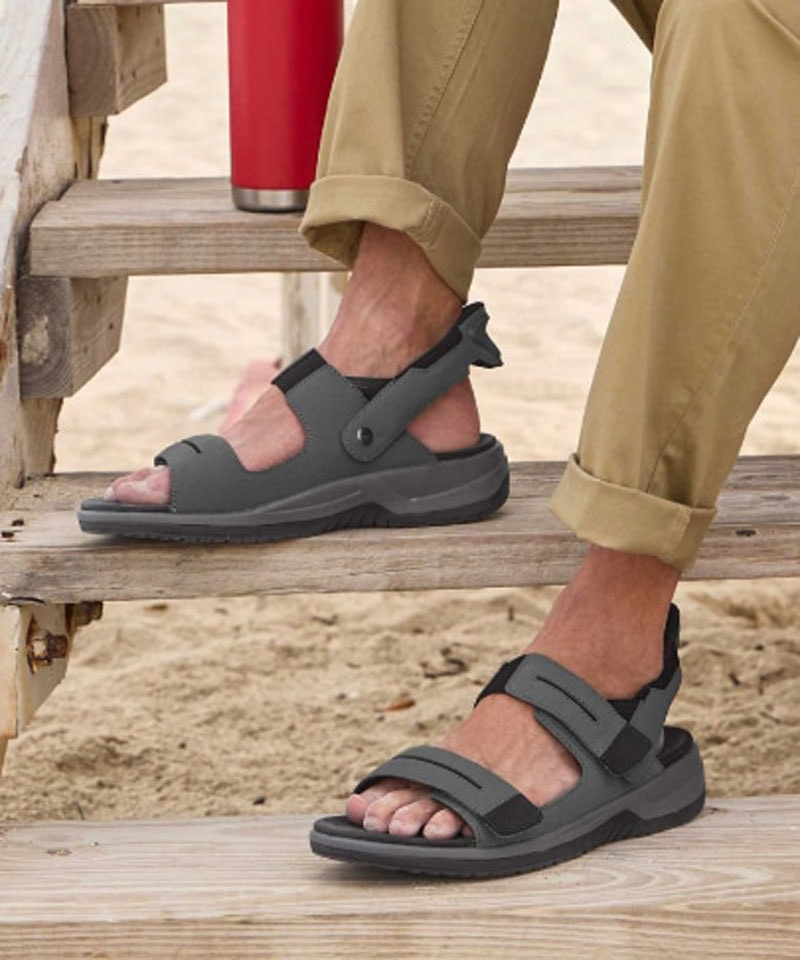 【オーソフィート】ネプチューン ワイド/グレー マイクロファイバー/サンダル メンズ