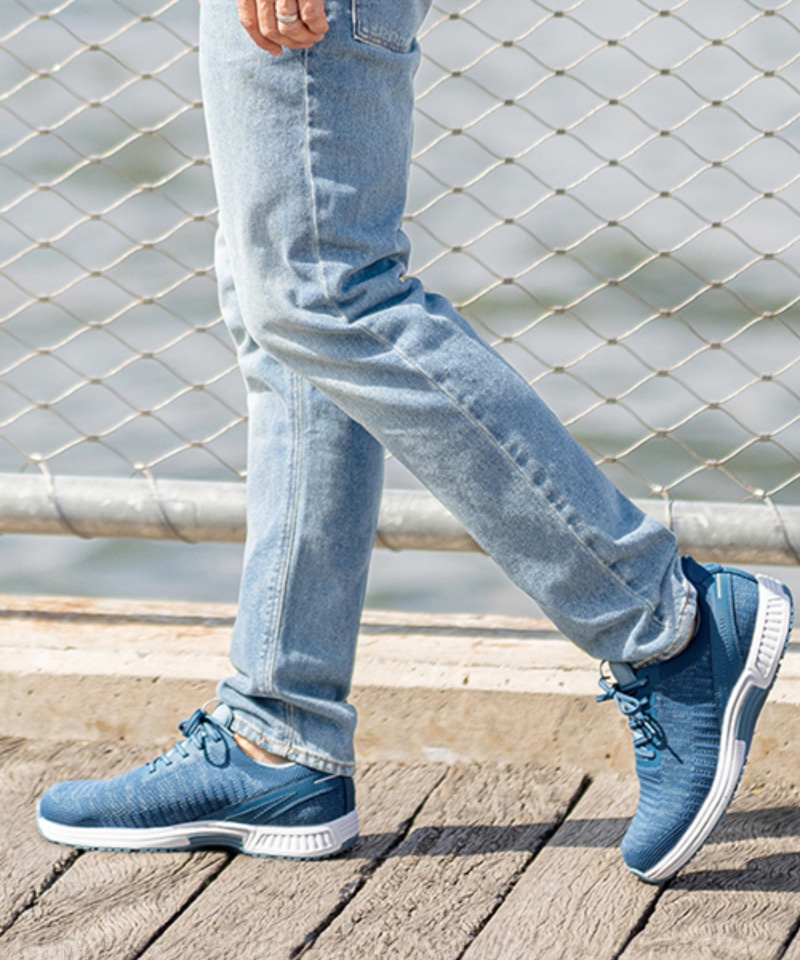 【オーソフィート】ヤリ ワイド/ブルー テキスタイル/シューズ メンズ/Orthofeet