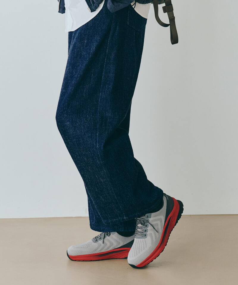 【オーソフィート】ティロス ワイド/グレー レッド テキスタイル/シューズ メンズ