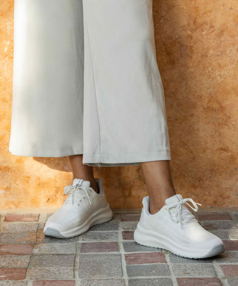 【オーソフィート】ニラ ワイド/ホワイト テキスタイル/シューズ レディース/Orthofeet