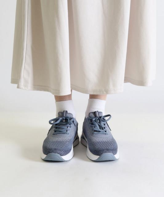 オーソフィート】ニラ ワイド/スレートブルー テキスタイル