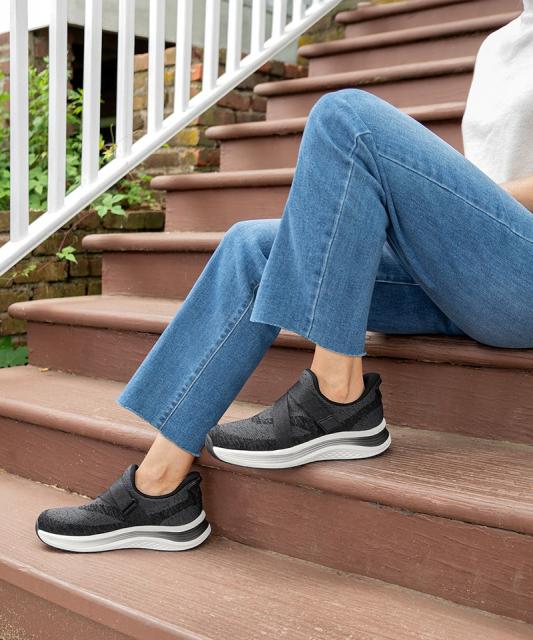 【オーソフィート】ナヤ ワイド/ブラック テキスタイル/シューズ レディース/Orthofeet