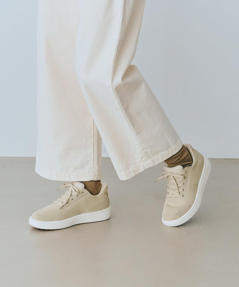 【オーソフィート】ワンダー ワイド/ベージュ ニット テキスタイル/シューズ レディース