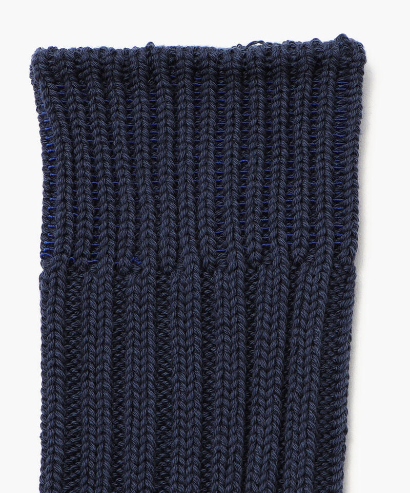 【ロトト】チャンキーリブド クルー/ダークブルー ライム コットン/ソックス メンズ レディース詳細画像3