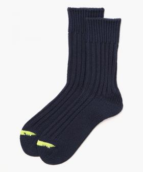 【ロトト】チャンキーリブド クルー/ダークブルー ライム コットン/ソックス メンズ レディース