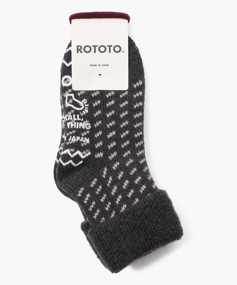 【ロトト】コンフィルームソックス バーズアイ/チャコール アクリル ウール/メンズ レディース詳細画像6