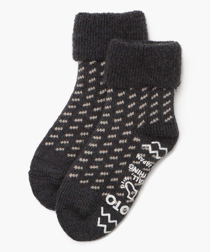 【ロトト】コンフィルームソックス バーズアイ/チャコール アクリル ウール/メンズ レディース