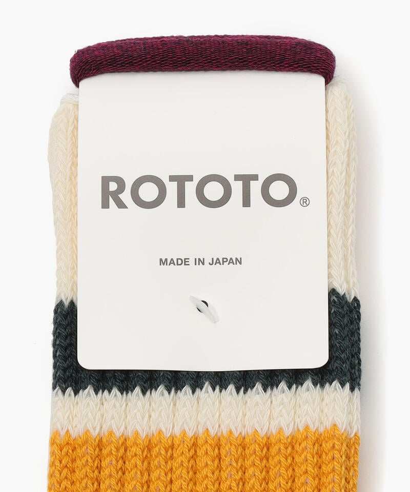 【ロトト】オールドスクール リブ クルー/ダークグリーン イエロー コットン アクリル/ソックス メンズ レディース詳細画像2